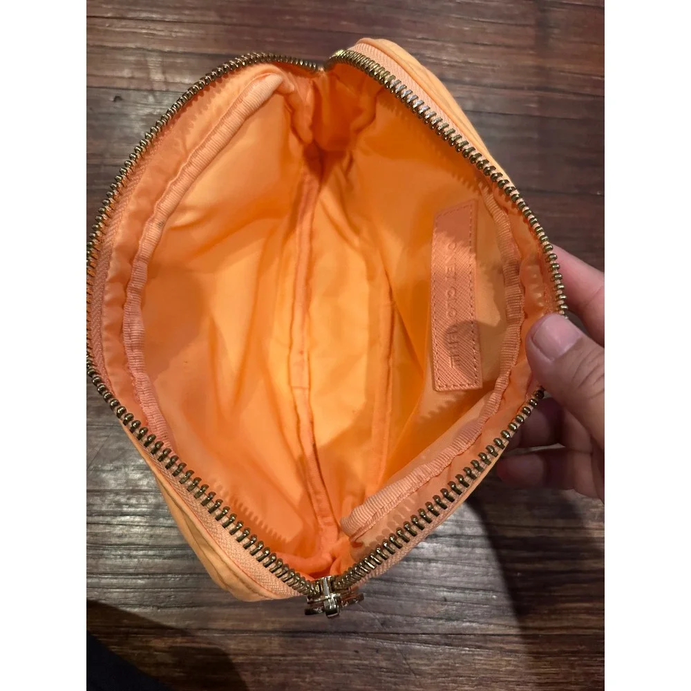 Stoney Clover Lane Small Nylon Pouch Peach Nectar Orange Makeup Travel Bag